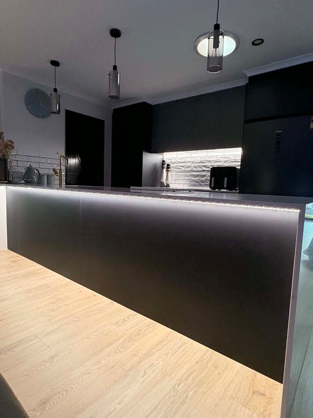 Kitchen island — LED under-bench strip lighting