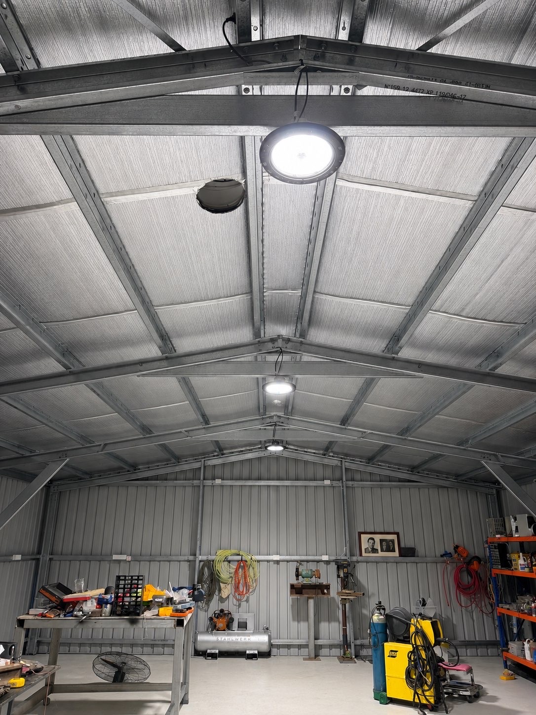 Shed fit-out — LED highbay lighting installation